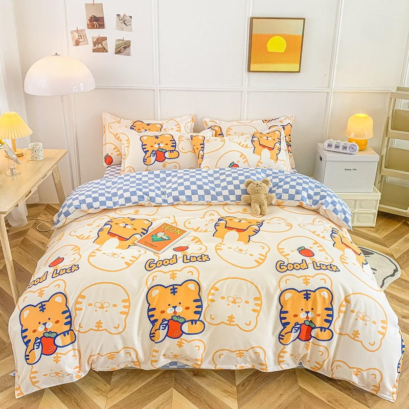 Strawberry Bedding Set Double Sheet Soft 3/4pcs Bed Sheet Set Duvet Cover Queen King Size Comforter Sets For Home For Child