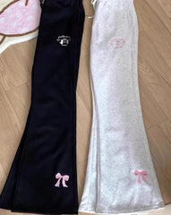 Flare High Waist Butterfly Embroidery Track Pants