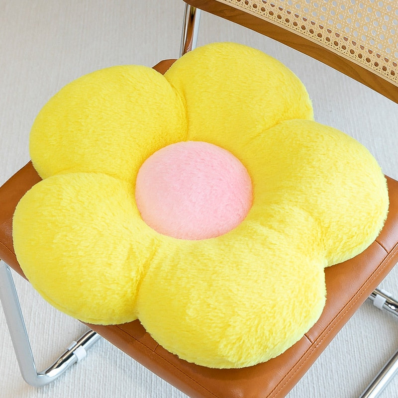35/50cm Ins Cute Stuffed Five Petal Flower Pillow Beautiful Flower Plush Seat Cushion Sunflower Comfortable Pillow Home Decor