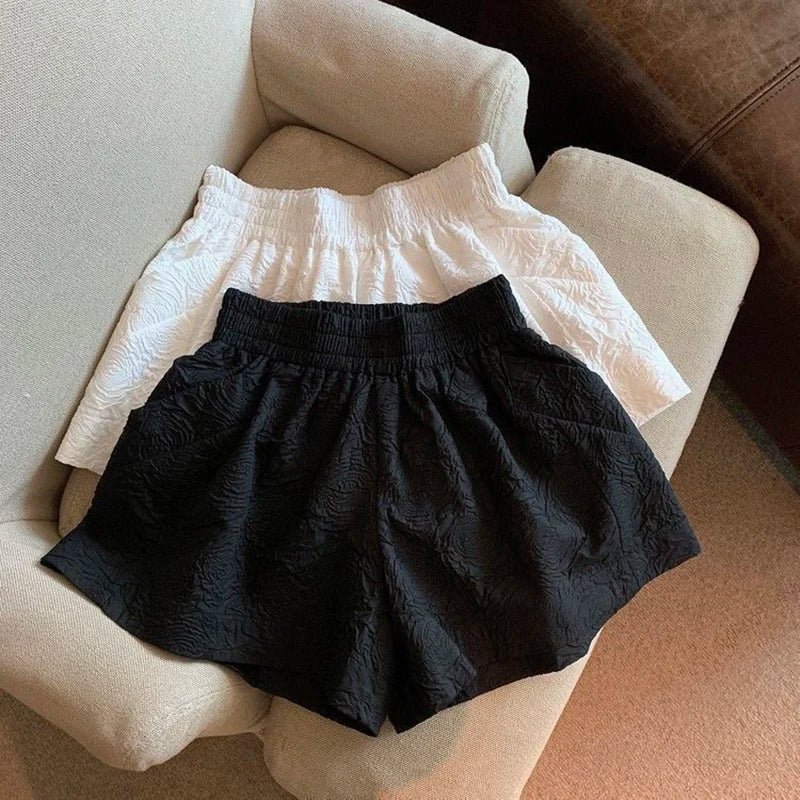 Jacquard Elastic High Waist Shorts