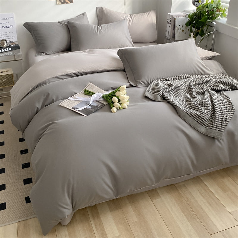 Girls Bedding Sets Kawaii Seersucker Bed Sheet Pillowcase Solid Color Duvet Cover Cute Home Decoration
