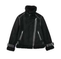 Faux Fur Double-sided Zipper Jacket