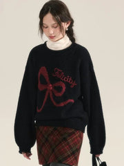 Embroidery Bow Sweater