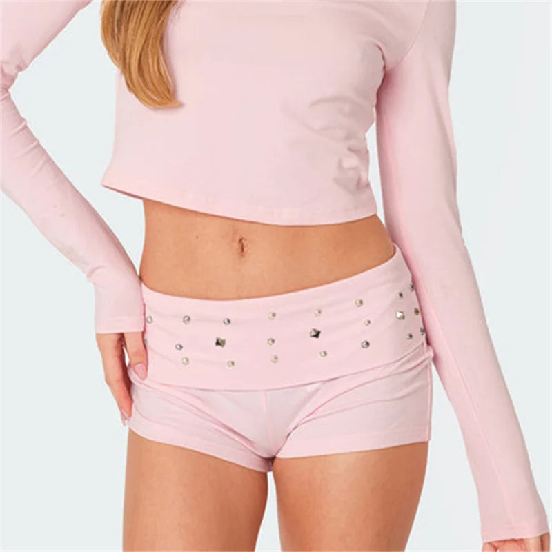 Low Waist Foldover Micro Shorts
