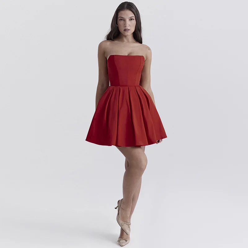 Strapless Corset Flare Mini Dress