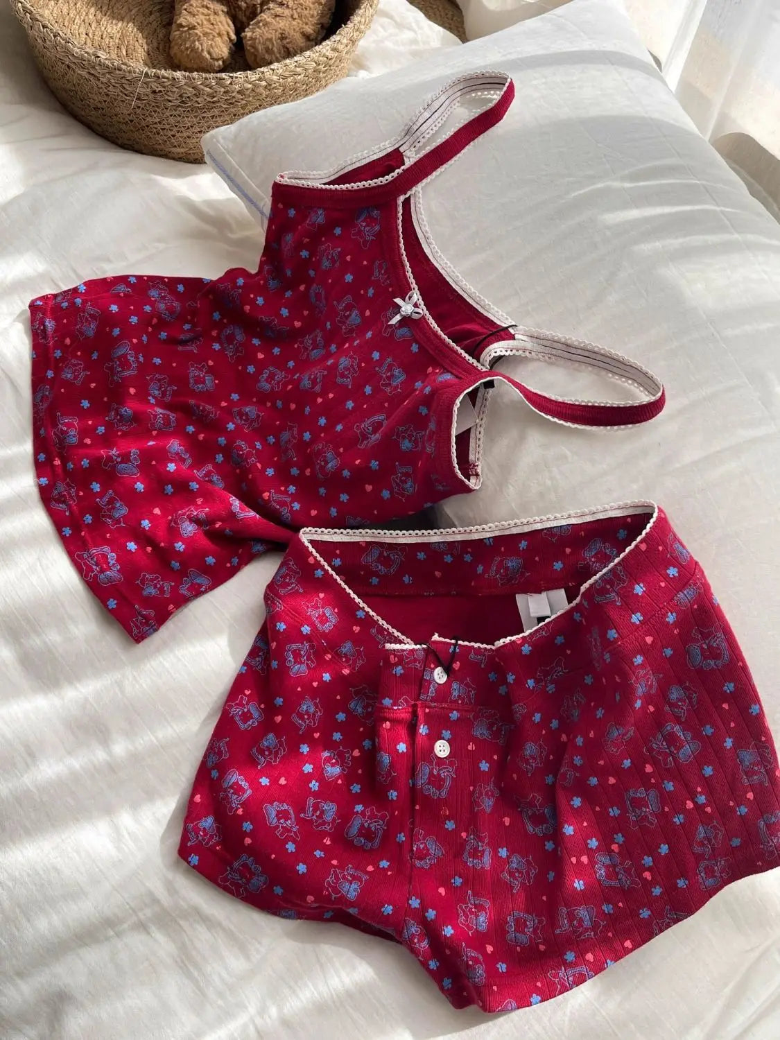 Printed Cami Top And Boxer Shorts Pj Set