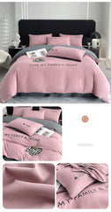 100% Cotton Plaid Geometric Bedding Set  Knit Bed Linens Sheet Pillowcase Home Textile Soft Bed Linen