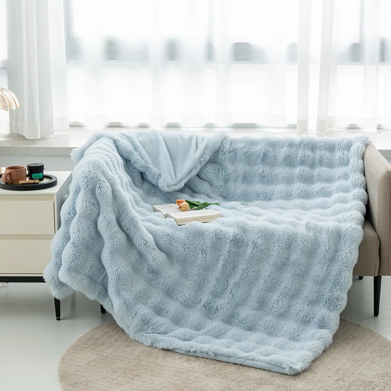 Imitation Rabbit Fur Plush Blanket, Throw Blanket, Warm, Super Comfortable, Bed, Luxury, Warm, Sofa Cover, 130x160cm, Winter