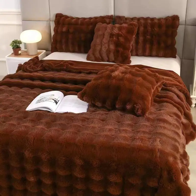 Imitation Rabbit Fur Plush Blanket, Throw Blanket, Warm, Super Comfortable, Bed, Luxury, Warm, Sofa Cover, 130x160cm, Winter
