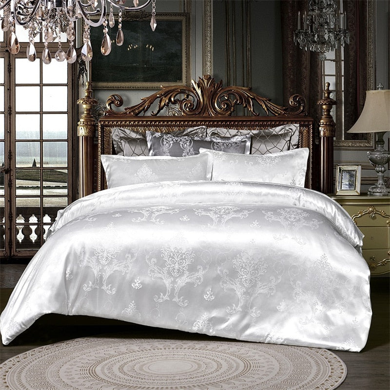 Europe and America Jacquard Luxury Bedding Set Satin Modern Luxury Bedding Sets High End rayon Wedding Duvet Cover Set Queen