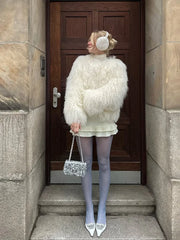 Fringe Fluffy Faux Fur Jacket