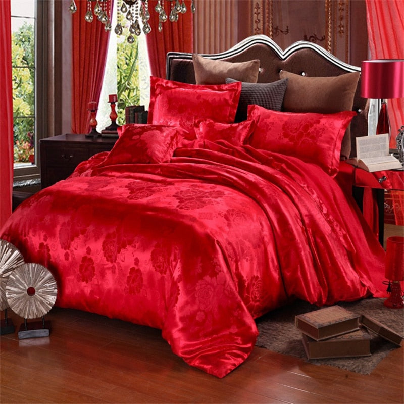 Europe and America Jacquard Luxury Bedding Set Satin Modern Luxury Bedding Sets High End rayon Wedding Duvet Cover Set Queen