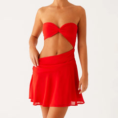 Strapless Tube Cut Out Bandeau Mini Dress