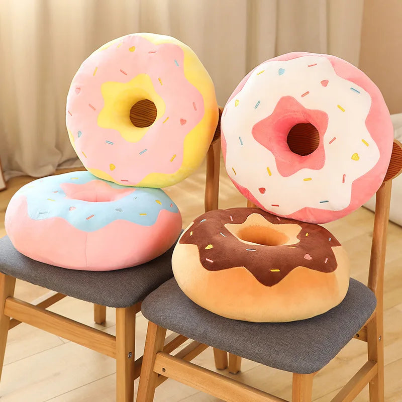 Candy Colors Donut Plush Pillow Floor Chair Round Sitting Seat Cushion Soft Creative Snack Food Throw Pillow For Kids Birthday