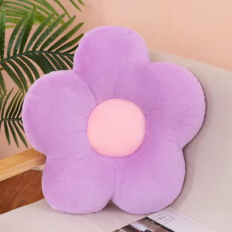 35/50cm Ins Cute Stuffed Five Petal Flower Pillow Beautiful Flower Plush Seat Cushion Sunflower Comfortable Pillow Home Decor