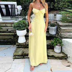 Cami Tie Up Solid Maxi Dress