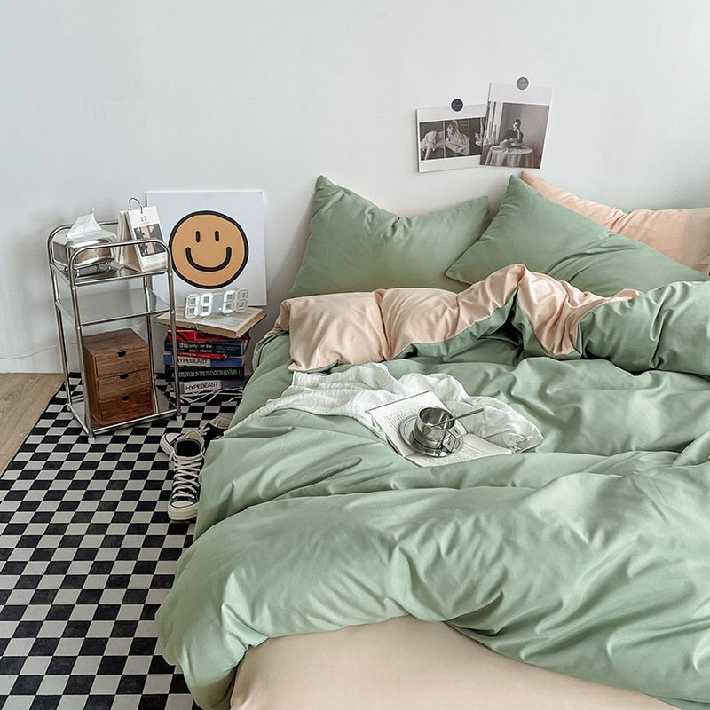 Solid Color Duvet Cover Set Single Double King Size Quilt Cover Set  Bed Hotel Home Skin Friendly Fabric Bedding Sets