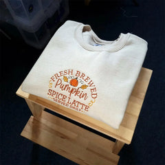 Embroidered Pumpkin Spiced Latte Jumper Sweatshirt