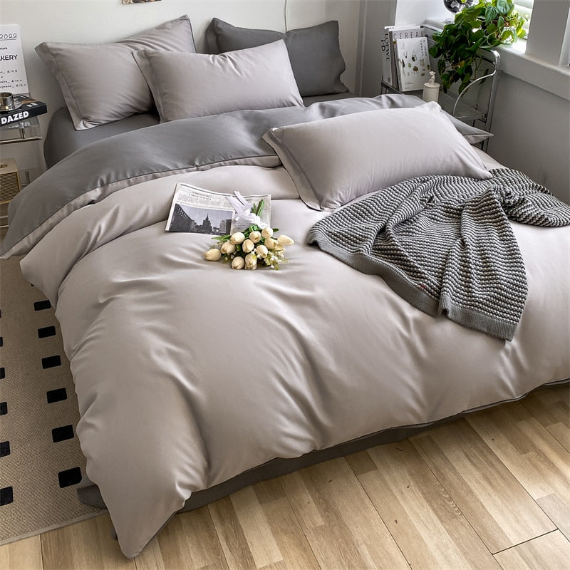 Girls Bedding Sets Kawaii Seersucker Bed Sheet Pillowcase Solid Color Duvet Cover Cute Home Decoration