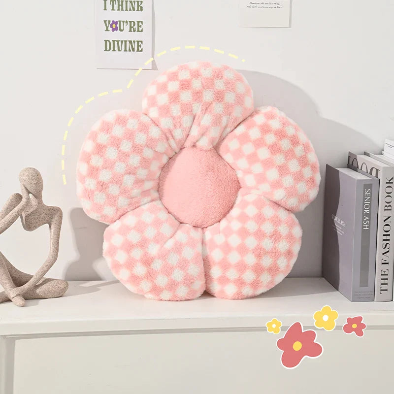 Plush Flower Cushion INS Cute Sofa Sunflower Throw Pillow Office Chair Lumbar Support Pillow Plush Car Seat Cushion