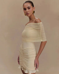 Lucy Off Shoulder Mini Mesh Dress