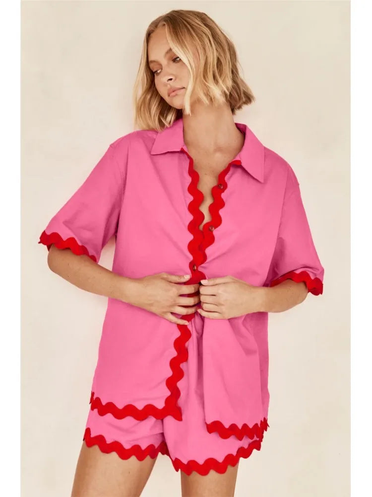 Zic Zac Patchwork Shirt And Shorts Set