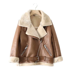 Faux Leather Double-Sided Zipper Biker Jacket