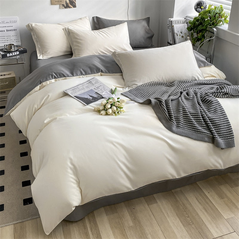 Girls Bedding Sets Kawaii Seersucker Bed Sheet Pillowcase Solid Color Duvet Cover Cute Home Decoration