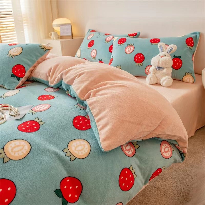High Quality Winter Warm Thicken Super Soft Velvet Plush Duvet Cover King Queen Size Fine Coral Fleece Quilt Cover No Pillowcase