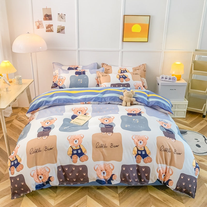 Strawberry Bedding Set Double Sheet Soft 3/4pcs Bed Sheet Set Duvet Cover Queen King Size Comforter Sets For Home For Child