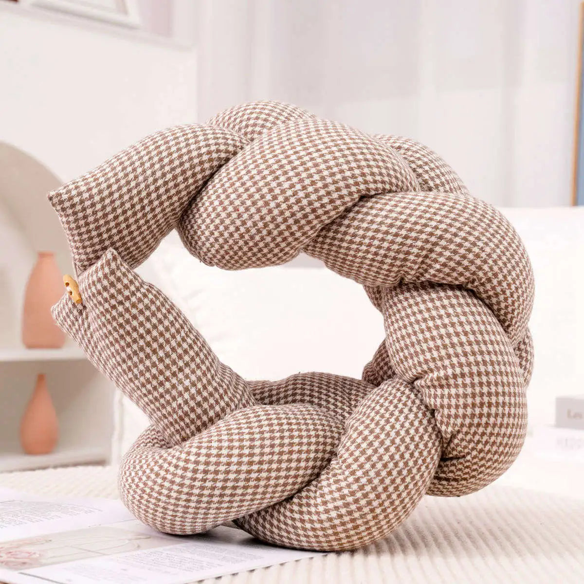 INS Popular Plush Yellow Moon Ball Shape Cushion Stuffed Donut Twist Bar Throw Pillow Home Decoration Room Pillow Birthday Gift