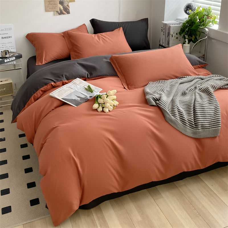 Girls Bedding Sets Kawaii Seersucker Bed Sheet Pillowcase Solid Color Duvet Cover Cute Home Decoration