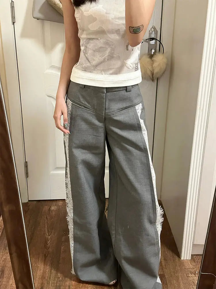 Lace Baggy High Waist Loose Trousers