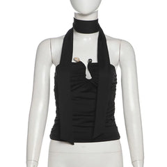 Black Tube Ribbon Crop Top