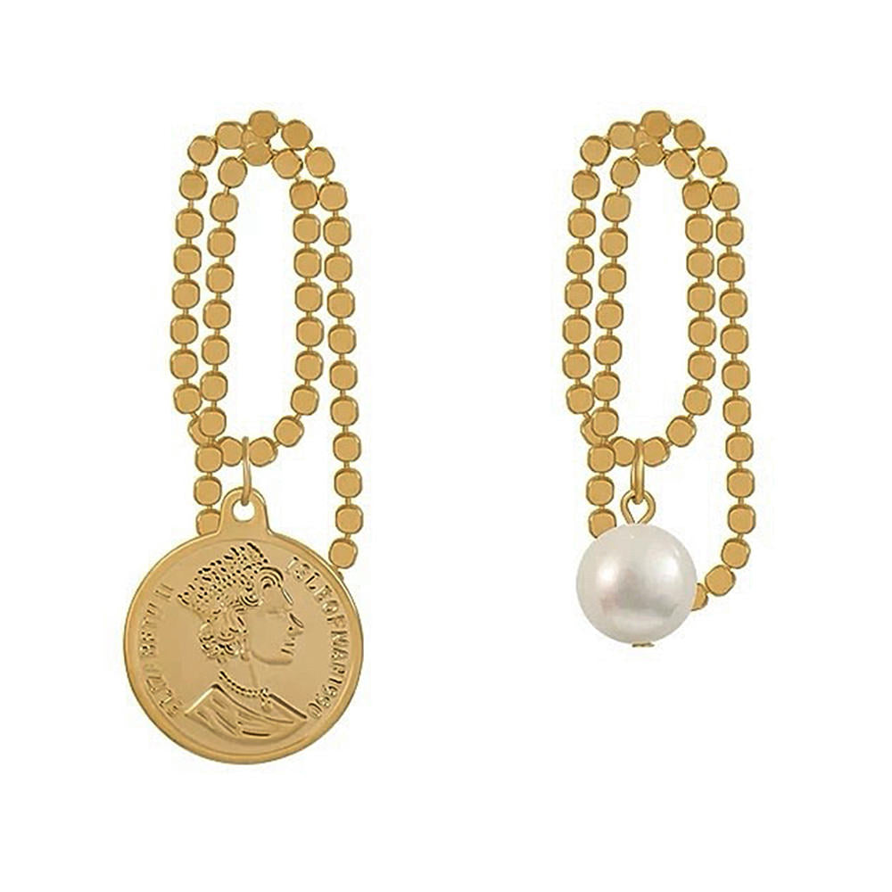 Asymmetrical Coin Drop Earrings