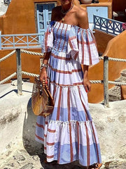 Boho Off-Shoulder A-Line Beach Dress