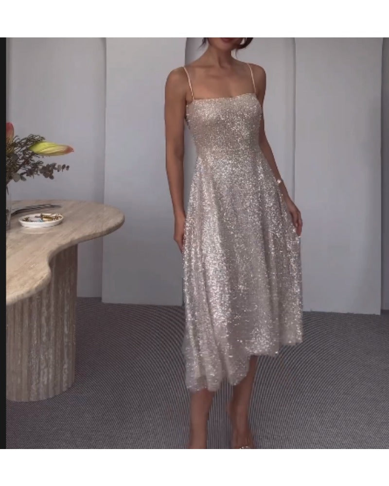 Sexy MIDI dress with sparkly straps