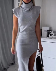 Sleeveless slit irregular dress