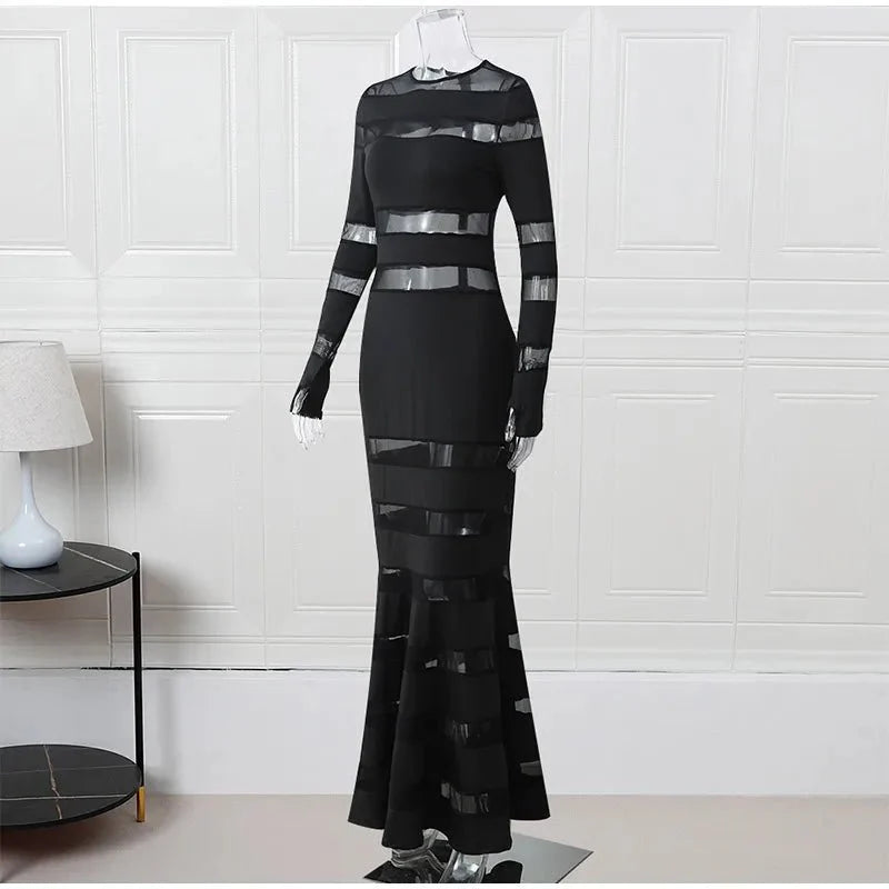 Chic Solid Hollow Out Maxi Dress