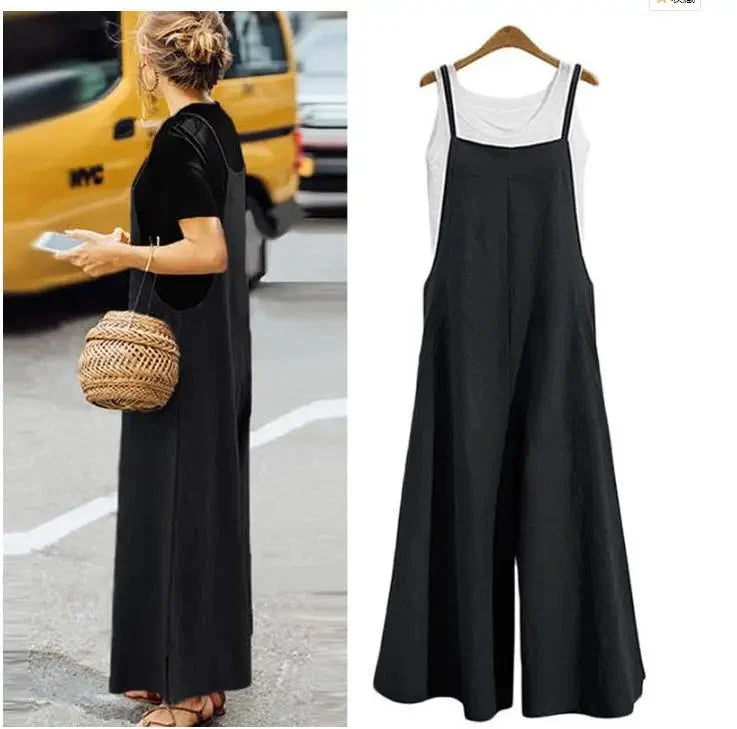 Cotton Linen Casual Loose Jumpsuit