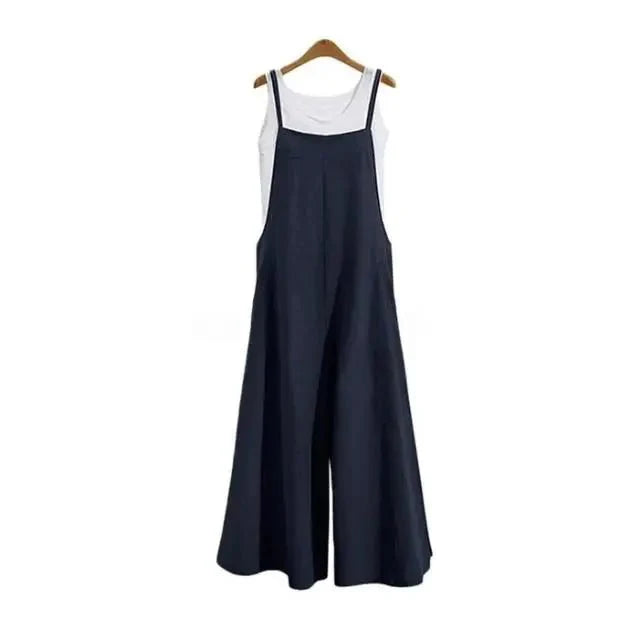 Cotton Linen Casual Loose Jumpsuit