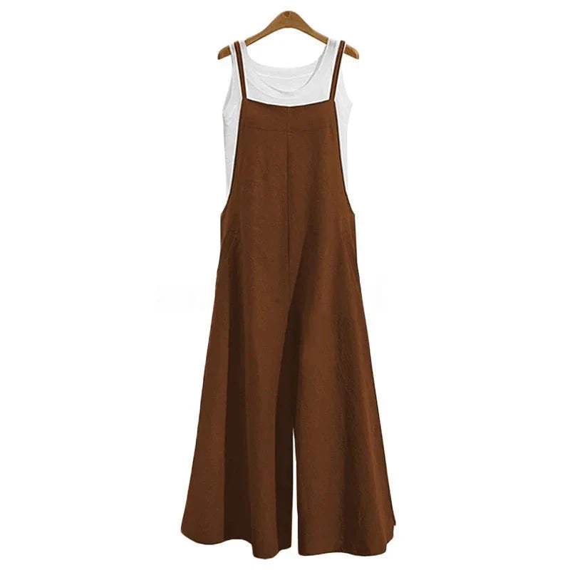 Cotton Linen Casual Loose Jumpsuit