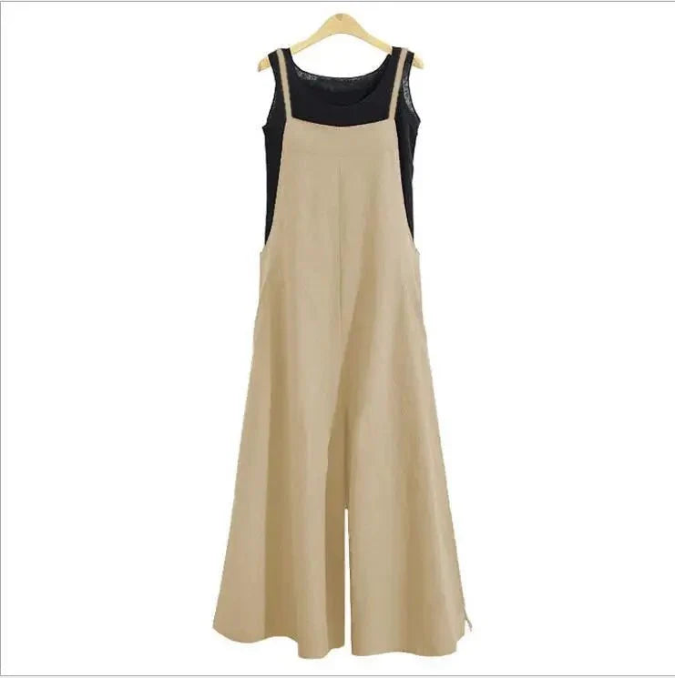Cotton Linen Casual Loose Jumpsuit