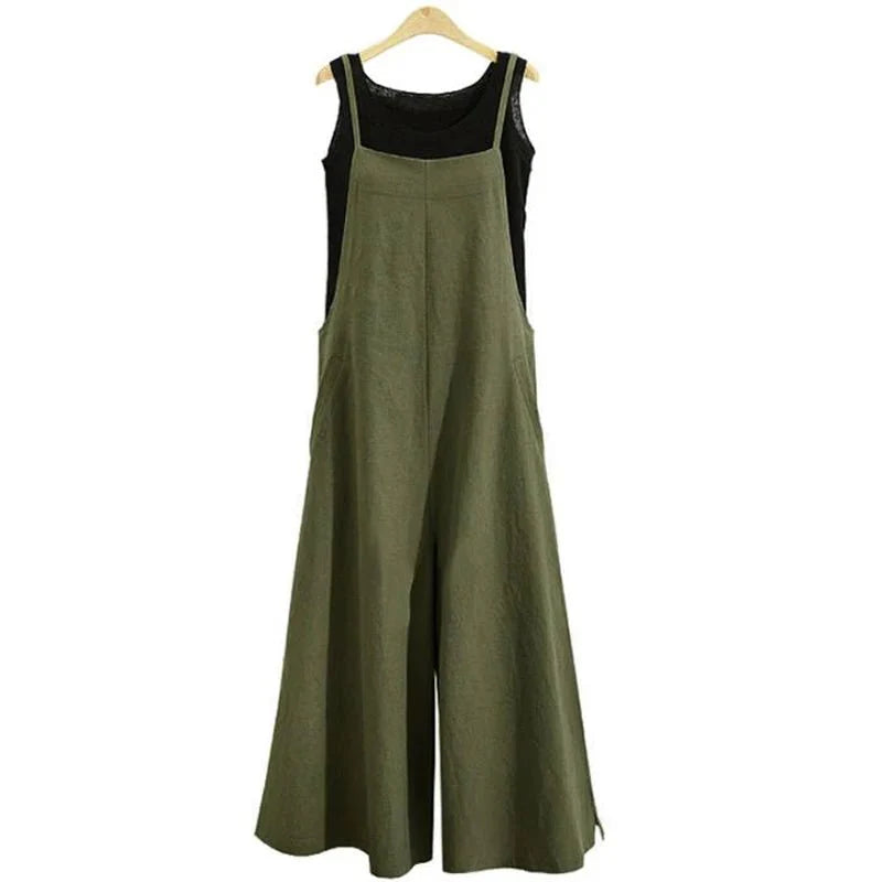 Cotton Linen Casual Loose Jumpsuit