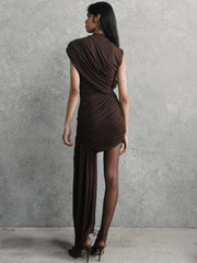 Draped Sleeveless Ruched Mini Dress