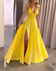 Strap Solid Color Slit Dresses