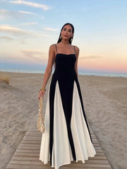 Elegant Black White Contrasting Fashion Dress