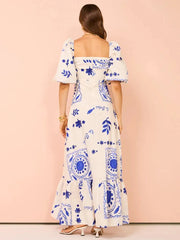 Elegant Boho Lantern Sleeve Dress