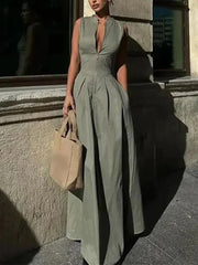 Elegant Sleeveless Zipper Pleated Dress