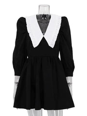 Fashionable Black Patchwork Office Dress